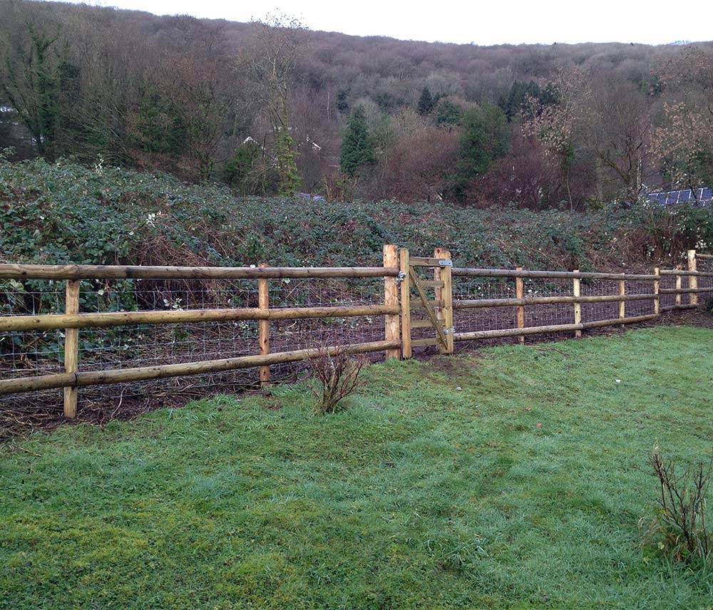 An image of This length of post and rail fencing is one of our jobs in the Wye Valley, Monmouthshire goes here.