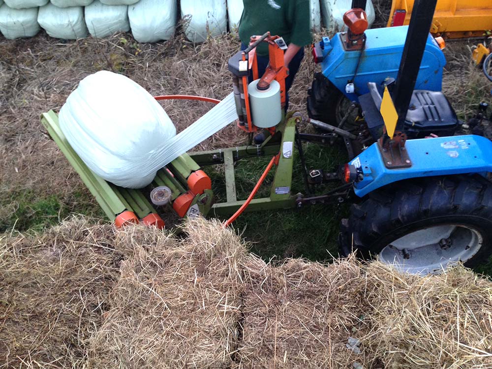 An image of Small bale wrapping, prevent waste on smaller farms goes here.